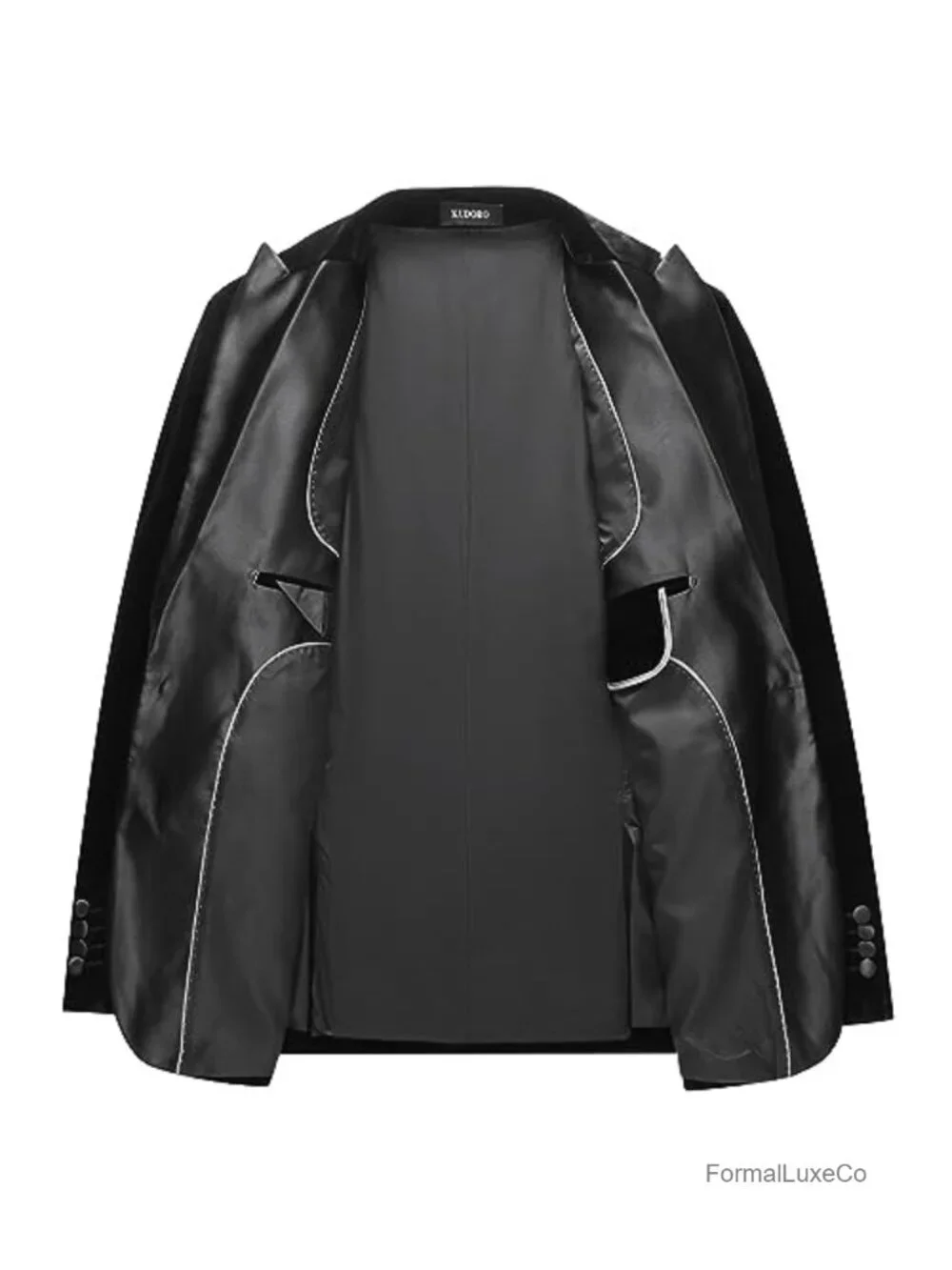 Men's Velvet 3 Piece Slim Fit Suit Set with Peaked Lapel, Vest & Pants